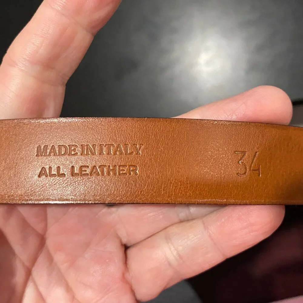 Men Cole Haan Quiet Luxury Minimalist Office Classic Preppy Leather Belt 34
